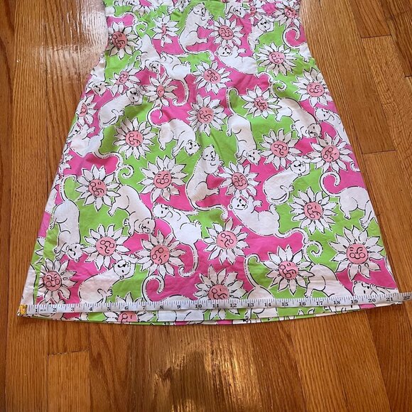 Vintage Lilly Pulitzer Size 8 Lounging White Lions Mini Dress - Pink Green White - Picture 6 of 8